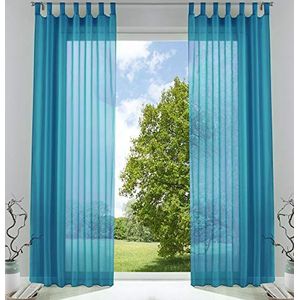Set van 2 transparante gordijnen voor woonkamer - met loodveter - 245x140 cm 61000CN turquoise