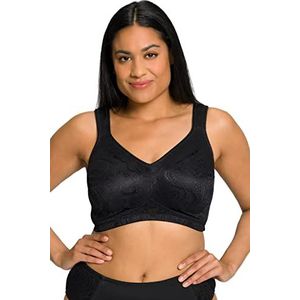 Ulla Popken Softcup-Bra, Jaquard Bra, zwart, dames, zwart, D, zwart.