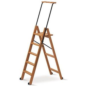 Arredamenti Italia AR_IT- 170/5 Tuscania ladder met 5 treden, opvouwbaar, massief beukenhout, kersenrood