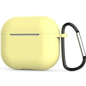 Compatibel met Apple AirPod 3e generatie 2021 siliconen beschermhoes met sleutelhanger, LED zichtbaar aan de voorzijde - geel