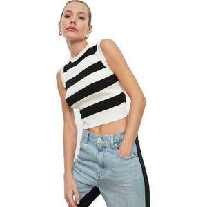 Trendyol Slim Bodycon Knitwear Damesblouse met ronde hals, ecru, S, Ecru