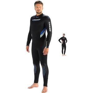 Cressi Castoro Man Monopiece Wetsuit duikpak voor heren, premium neopreen, 7 mm, zwart/blauw, S/2