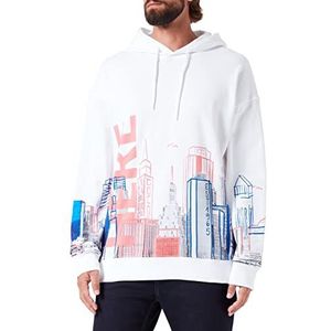 United Colors of Benetton Heren hoodie wit met kleurrijke print 901, XL, wit met kleurrijke 901 print