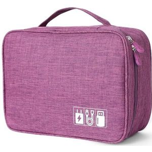 AiQInu Universele elektronische reis-organizer, accessoires voor tablet, externe harde schijf, oplader, USB-kabel, adapters, geheugenkaarten, paars - 2 lagen, tassen voor het organiseren van, Paars