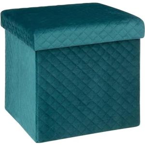 Avilia Pouf cube repose-pieds tabouret pliable en velours : confort et style en vert pétrole 31 x 31 cm
