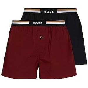 BOSS Heren 2P Boxershorts EW Pyjamashorts van katoen met logo-taille, in twee stuks, Dark Red602