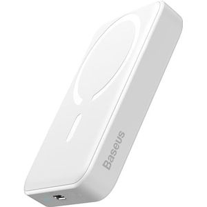 Baseus Magsafe Powerbank 10.000 mAh magnetische draadloze powerbank voor iPhone 15/14/13/12, PD 20W USB-C Mini Powerbank, wit
