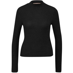 Q/S by s.Oliver T-shirt à manches longues pour femme avec col montant coupe ajustée, 99 W0, M