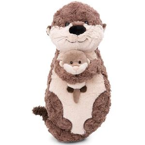 Otterkussen Thure Oda & Odalina 40 x 20 cm grijs - zacht en duurzaam pluche kussen voor jongens, meisjes, baby's en pluche liefhebbers - niet alleen ideaal voor thuis