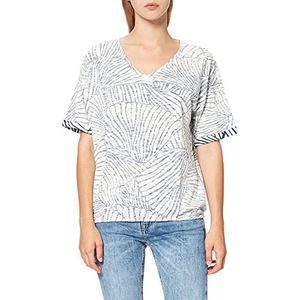 TOM TAILOR Dames alloverprint T-shirt, 27806 - Design White Blue Line