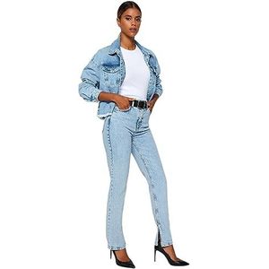 Trendyol Dames Jeans High Waist Botillon Flared Jeans lichtblauw, 62, Lichtblauw