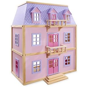 Melissa & Doug Multi-niveau houten poppenhuis | poppenhuizen en poppen | leeftijd +3 jaar | cadeau voor jongens of meisjes