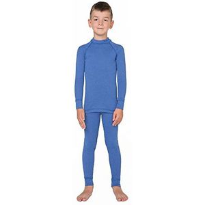 meteor Set thermo-ondergoed voor kinderen, 2-delig, skiondergoed, set met lange mouwen en lange onderbroek voor jongens en meisjes (152-158 cm, blauw)