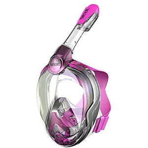 SEAC Magica Snorkelmasker, full face anti-hechting, zacht gezicht, sporgovenventiel en snorkel-top, junior, roze