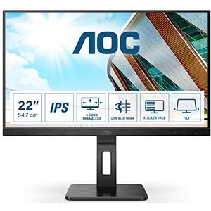 AOC 22P2Q - In hoogte verstelbare FHD-monitor (1920 x 1080, 75 Hz, VGA, DVI, HDMI, DisplayPort, USB-hub) zwart