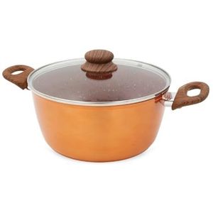 Livington Copper & Stone 4 liter pot met deksel, 24 cm, binnenbekleding van steen voor perfecte warmteverdeling, geschikt voor alle warmtebronnen, geschikt voor alle warmtebronnen