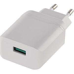 EMOS USB Quick Charger QC 3.0 oplaadadapter met 1 poort 3A voor tablet, mobiele telefoon, smartphone, MP3-speler, EU-stekker zonder kabel