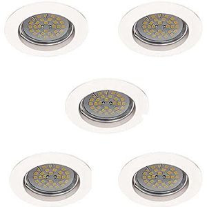 Wonderlamp Basic W-E000107 inbouwspot rond met GU10-fitting, set van 5, 8 x 1,5 cm, wit