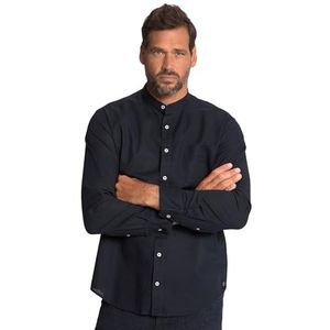 JP 1880 Herenhemd, uniseks, linnen, lange mouwen, opstaande kraag, modern fit overhemd, Donkerblauw