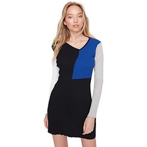 TRENDYOL Gebreide mini-jurk voor dames, nauwsluitend, zwart, M, zwart.