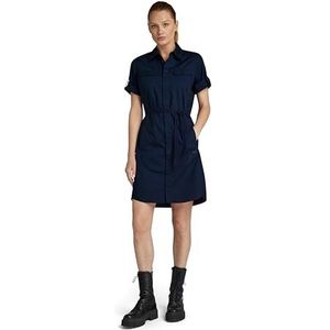 G-STAR RAW Jurk met lange mouwen en open rug, casual jurk voor dames, Blauw (Salute D24271-4481-c742)