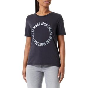 Vila Visybil Muse S/S Glitter T-shirt/Su T-shirt voor dames, zwart/print: muze
