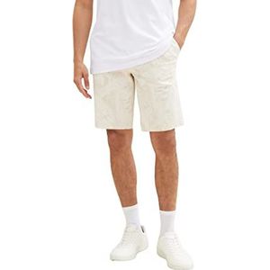 TOM TAILOR Bermuda Shorts Homme, 32005 - Design blanc et beige à feuilles, 34
