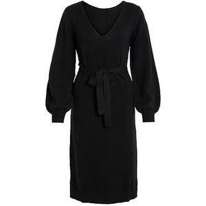 Vila Gebreide midi-jurk voor dames, zwart.