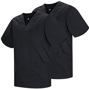 Misemiya - 2 stuks – werkkleding unisex kraag PIC korte mouwen uniform ziekenhuis – Ref.817, Zwart 21