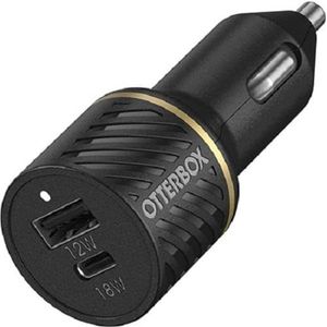 OtterBox snellader 2 poorten, schokbestendig, USB A 12W + USB C 18W PD - zwart