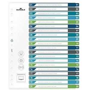 DURABLE - Doorschijnende afdrukbare verdelers A4+ 20 tabs - meerkleurig - 1 stuk - 679727