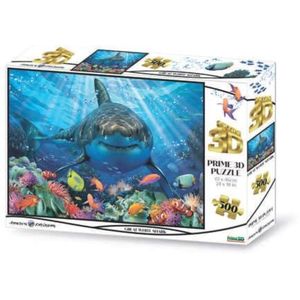 Grandi Giochi Discovery Shark witte horizontale lenticulaire puzzel, incl. 500 stukjes en verpakking met 3D-PUW0000-effect, PUW000