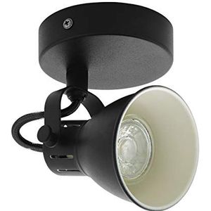 EGLO Seras 1 Plafondlamp, 1-lichts, industrieel, modern, klassiek, zwart, stalen woonkamer- of keukenlamp, spot met GU10-fitting
