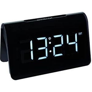 TFA Dostmann digitale wekkerradio Icon, 60.2543.05, wekker met radioklok, kunststof, zwart, LED-cijfers, voedingsadapter