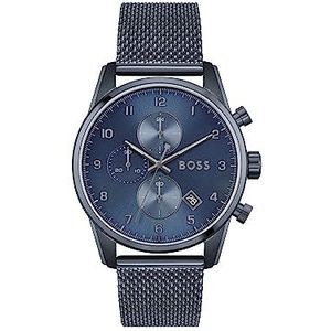 BOSS Heren chronograaf Quartz horloge met Milanese armband van roestvrij staal blauw - 1513836, Les Bleus, armband