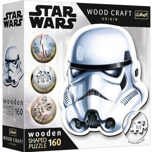 Trefl - Houten puzzel Contour: Star Wars, Stormtrooper Helm - 160 stukjes, Wood Craft, puzzel met onregelmatige vormen, 10 figuren, premium puzzel, voor volwassenen en kinderen vanaf 9 jaar