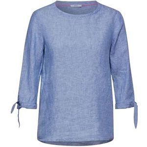 Cecil Blouson à col rond en chambray pour femme, Linen Chambray Blue, XXL