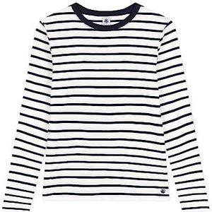 Petit Bateau A08cn T-shirt met lange mouwen voor dames (1 stuk), Marshmallow / Smoking Blue