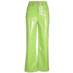 JJXX Jxkenya Hw Straight Faux Leat Pants Noos Pantalon pour femme, Green Flash/détail : brillant, XL