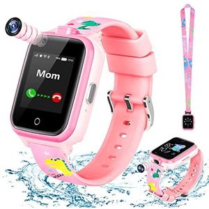 LiveGo - Smartwatch voor kinderen, 4G smartwatch met dubbele camera, GPS-tracker, SOS-oproep, wifi voor kinderen, 4-12 jaar, verjaardagscadeau (T13 roze)