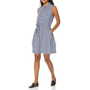 Amazon Essentials Mouwloze geweven hemdjurk voor dames, donkerblauw en wit, maat XXL
