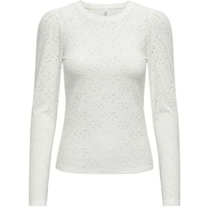 ONLY Onlsmilla L/S Haut bouffant à col rond JRS à manches longues pour femme, Cloud Dancer, L