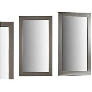 Wandspiegel, hout, glas, zilverkleurig, 64,5 x 1,5 x 84,5 cm