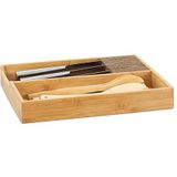 Relaxdays messenhouder hout - messenblok bamboe - lade-organizer - messen opbergen - kurk - L