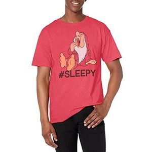 Disney Snow White and Seven Dwarfs Hashtag Sleepy Graphic heren-T-shirt, rood, maat S, rood, Red Heather