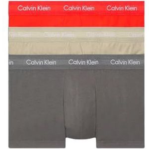 Calvin Klein Set van 3 boxershorts met lage taille 0000u2664g heren onderbroek met lage taille (1 stuk), Cherry Kiss, Eiffeltoren, Mosgrijs