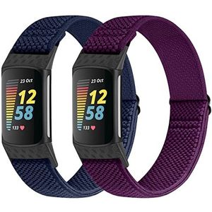 WNIPH Compatibel met Fitbit Charge 5, verstelbare armband, elastische nylon stof, sportgesp, reservearmband voor Fitbit Charge 5, horlogeband voor dames en heren, Nylon