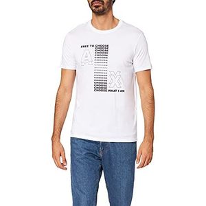 Armani Exchange Heren T-shirt met logo en spreuk, Wit