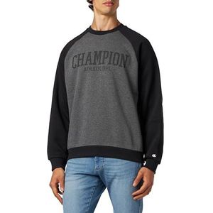 Champion Legacy Champion Athletics Crewneck Polyfleece sweatshirt voor heren, Grafito Melange/Grigio Vulcano