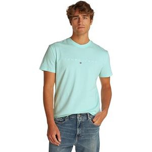 Tommy Jeans TJM REG LINEAR LOGO TEE EXT S/S heren T-shirt, groen, 5XL, groen (Spring Mint), 5XL Plus Size, Groen (Spring Mint Green), 5XL Grote maat